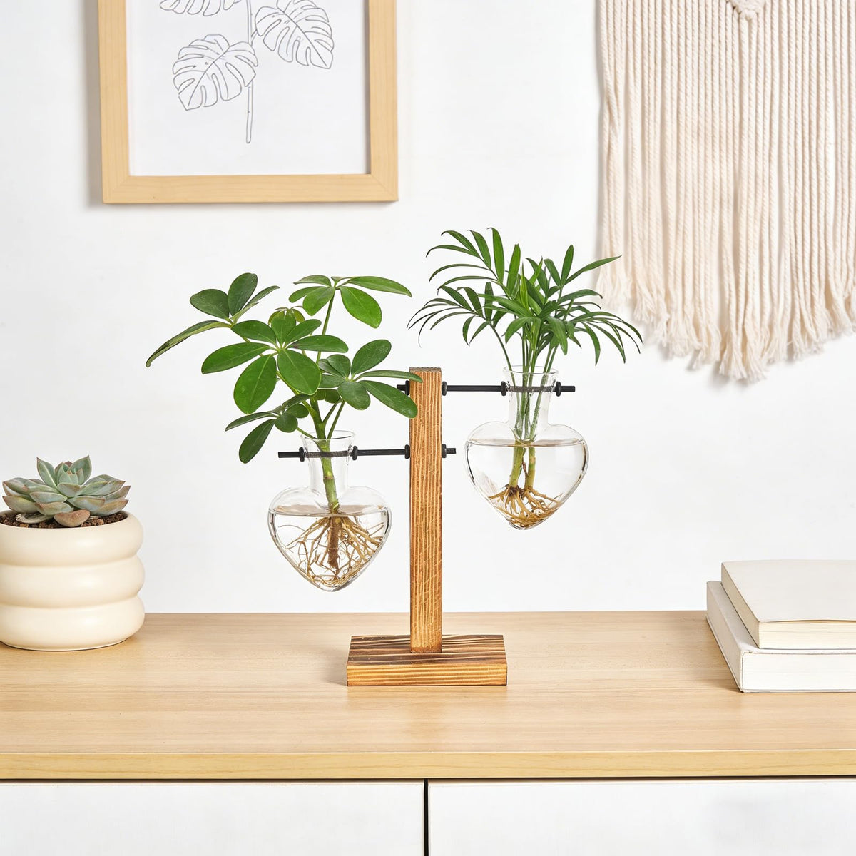 Mkono heart terrarium on a sunlit windowsill adds charm