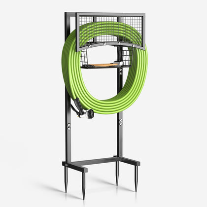 MLICAWU garden hose holder freestanding keeps hose neatly off the ground and accessible.