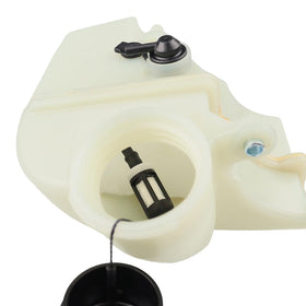 Mliong fuel tank side view shows compact design to fit compact trimmers easily.