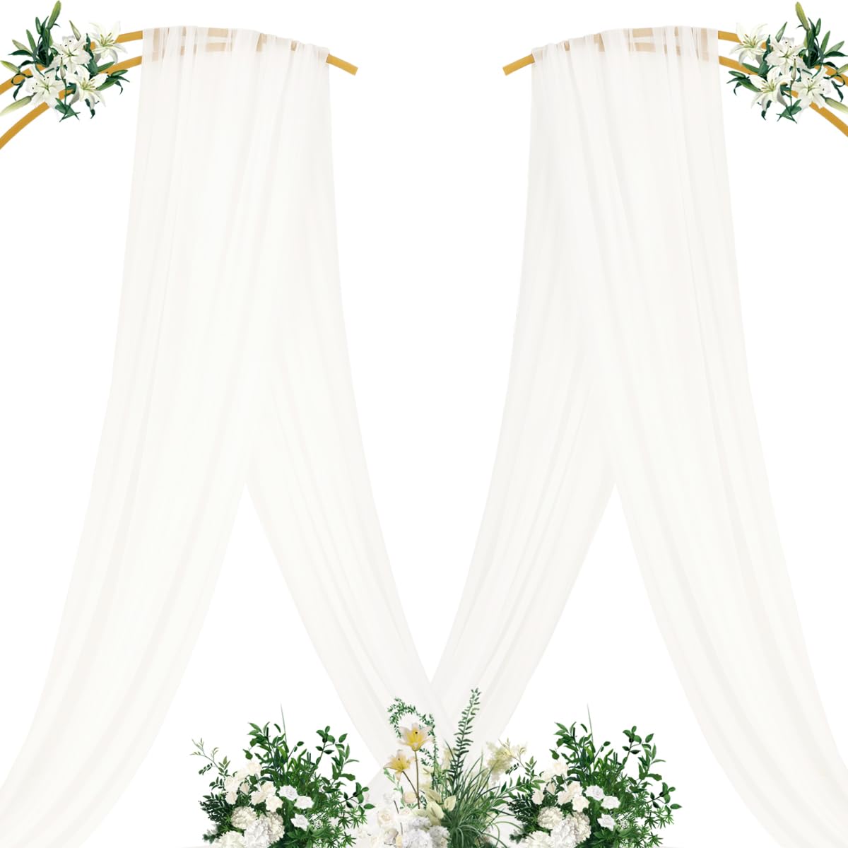 MLMC Ivory white baby shower drapery adds airy, intimate ambiance.