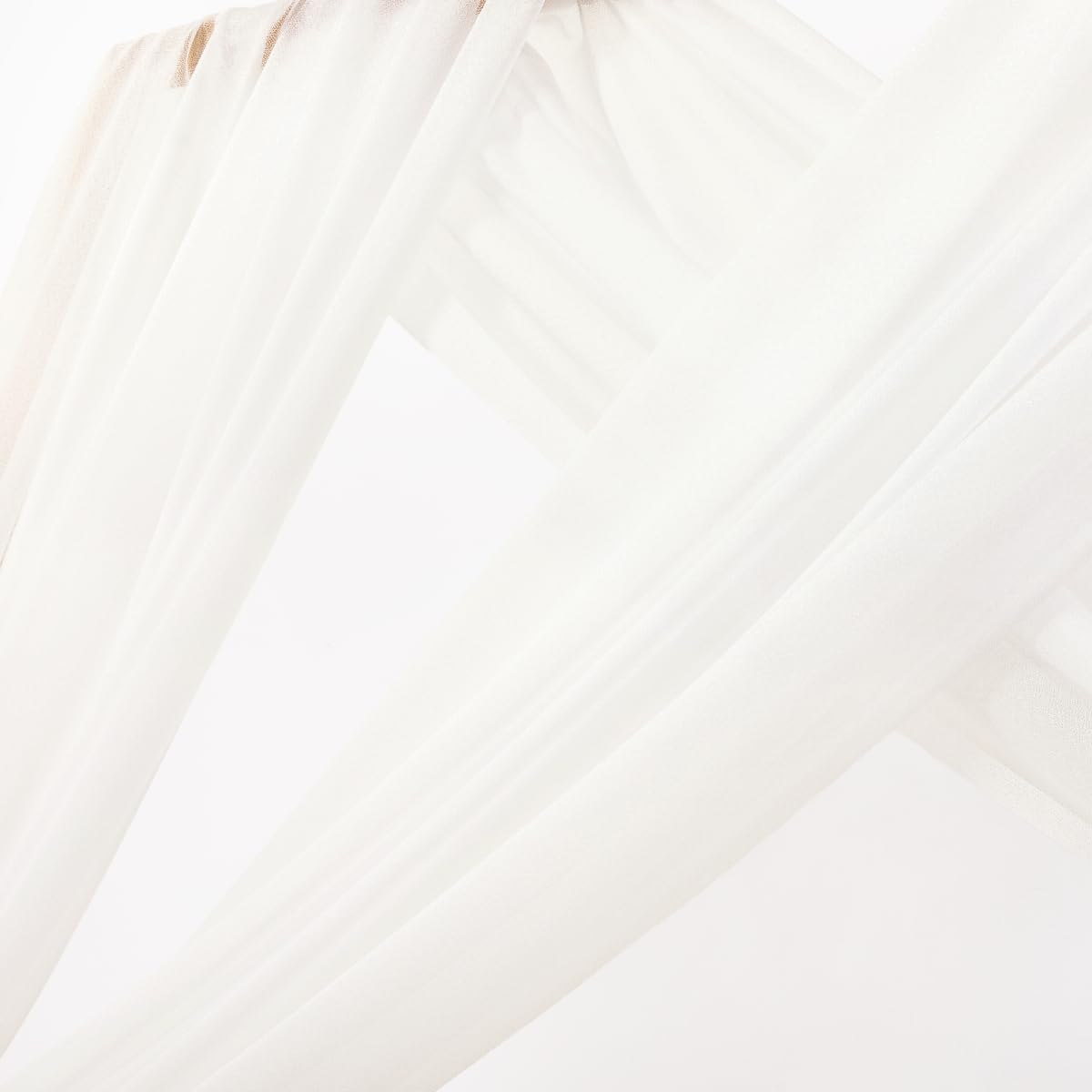 MLMC Ivory White sheer backdrop ideal for romantic ceremony decor or photo walls.