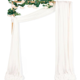 MLMC Ivory White wedding arch draping panel creates an elegant ceremony backdrop.