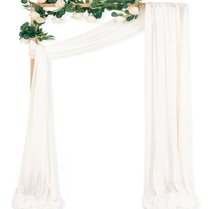 MLMC Ivory White wedding arch draping panel creates an elegant ceremony backdrop.