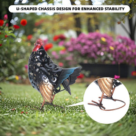 Mloarts chicken statue, handmade bright colors for lively garden flair