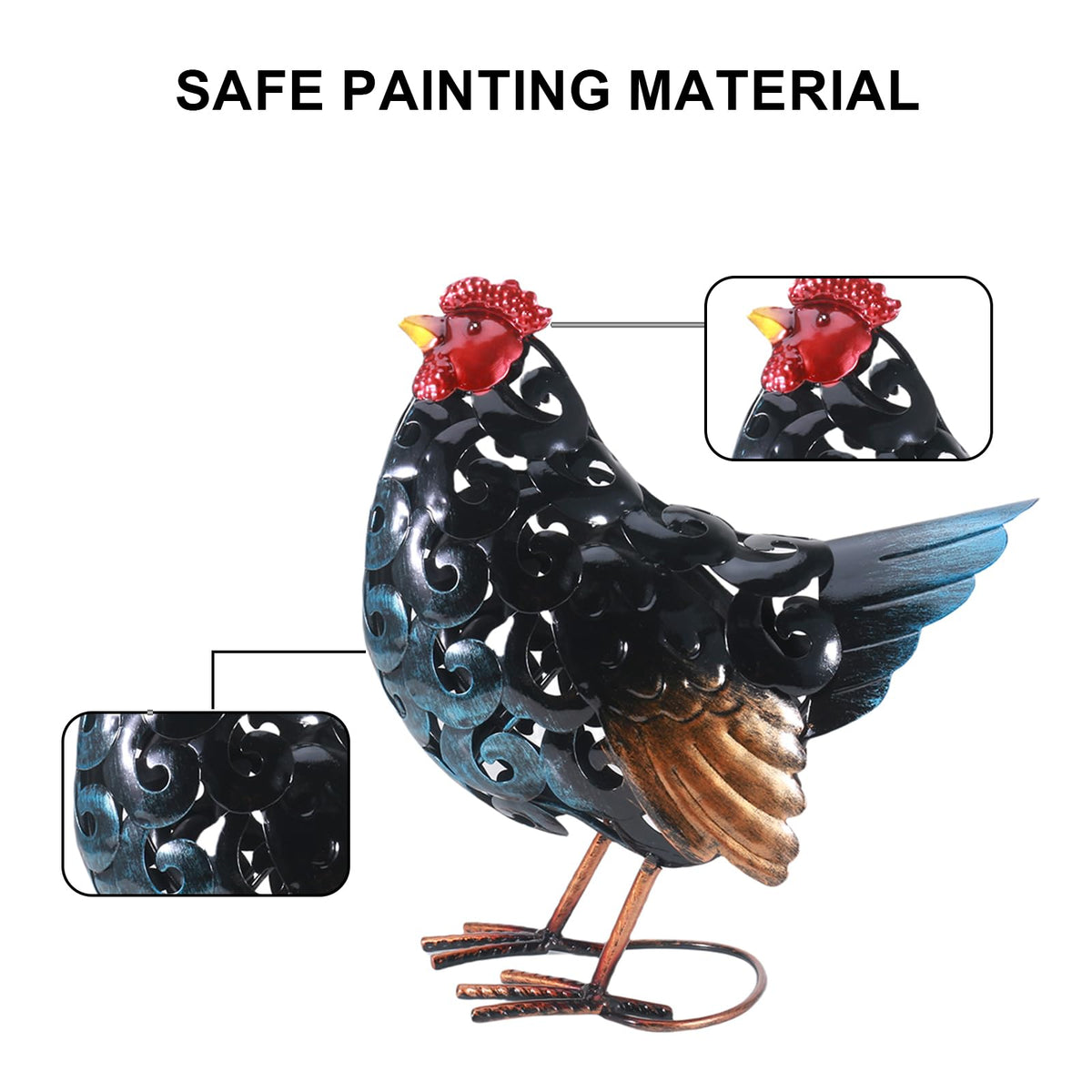 Mloarts chicken statue, retro painting for nostalgic garden charm