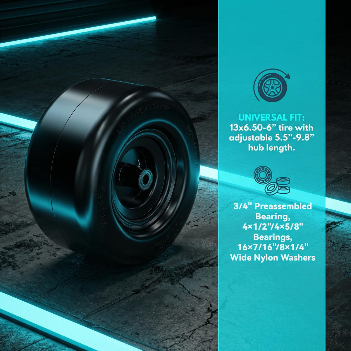 MLOGIUI flat-free tire assembly with bearings reduces maintenance