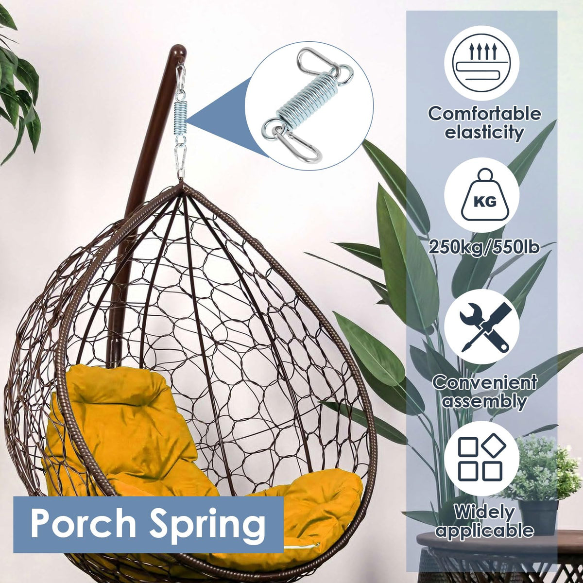 MLYNZXJSY universal-fit kit suitable for indoor and outdoor hanging chairs.