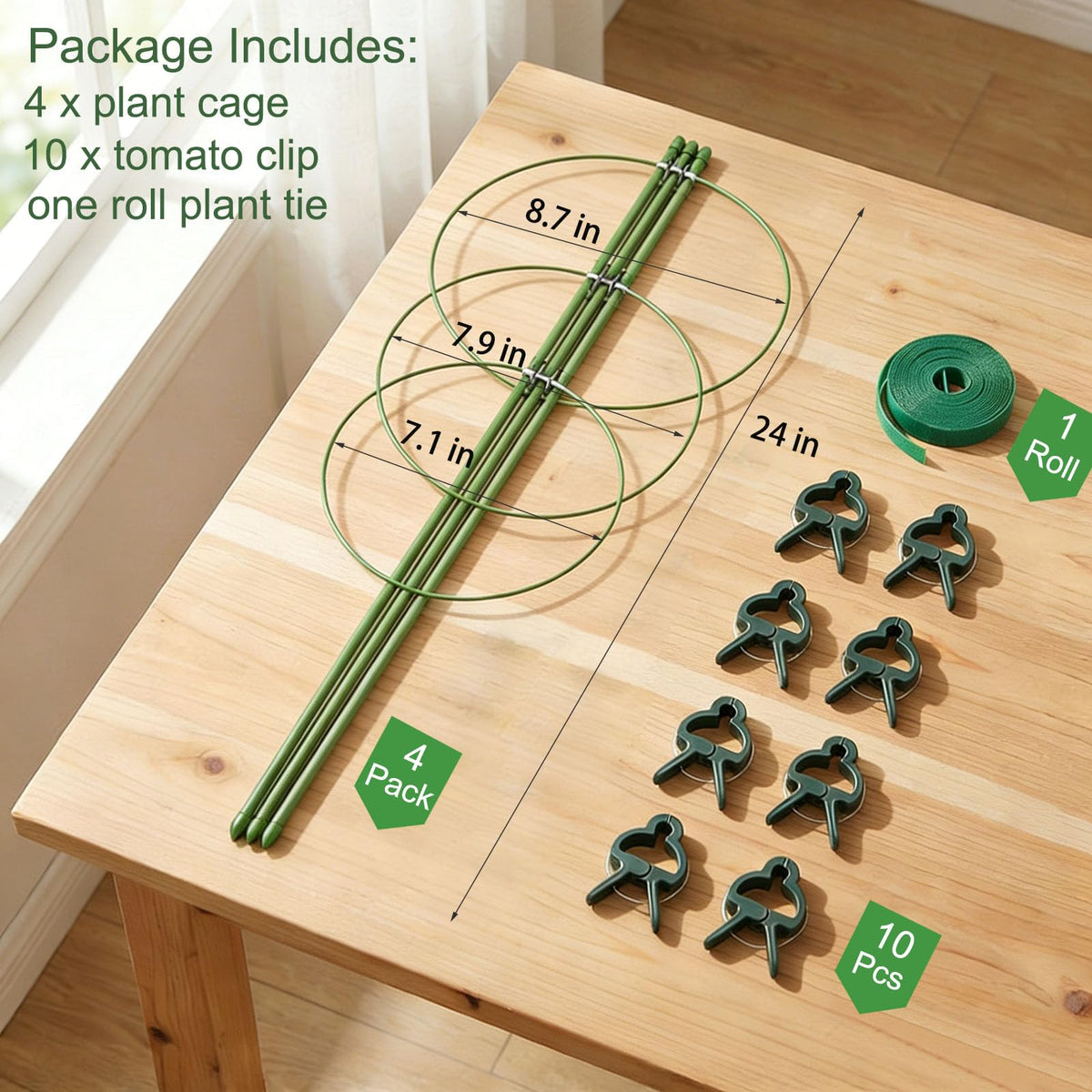 MM Megijaki tomato cage collapses for compact seasonal storage.