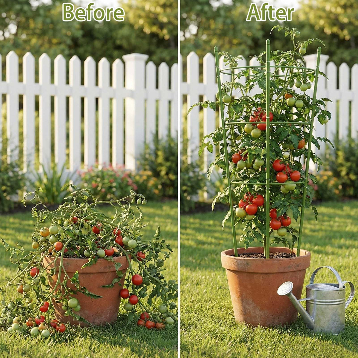 MM Megijaki tomato cage easy setup by unfolding rings for quick deployment.