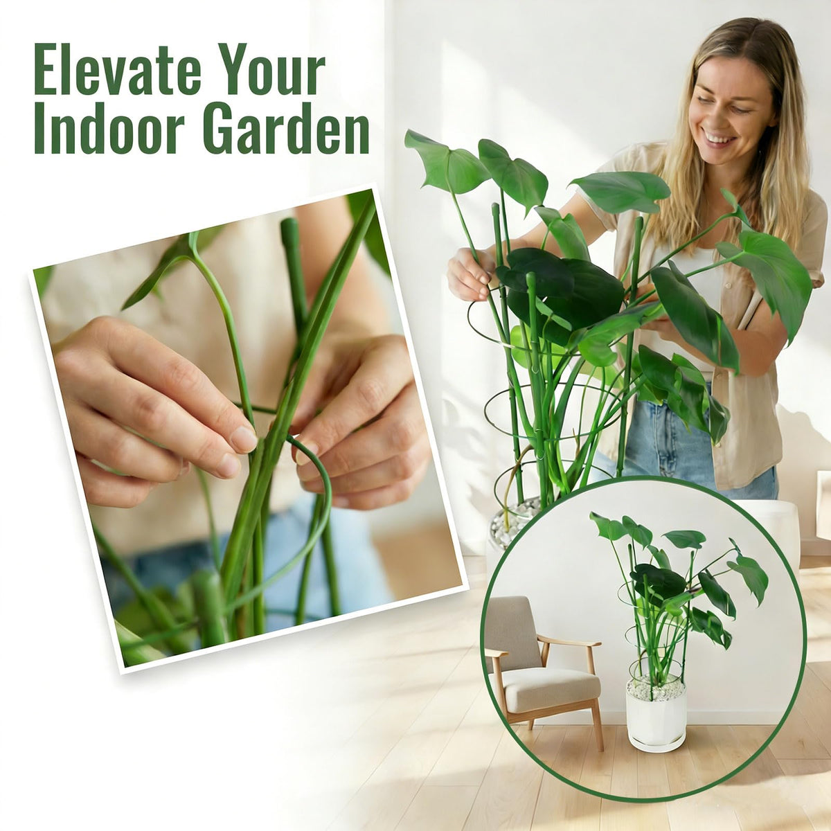 MM Megijaki tomato cage includes ties and clips for stems and guidance.