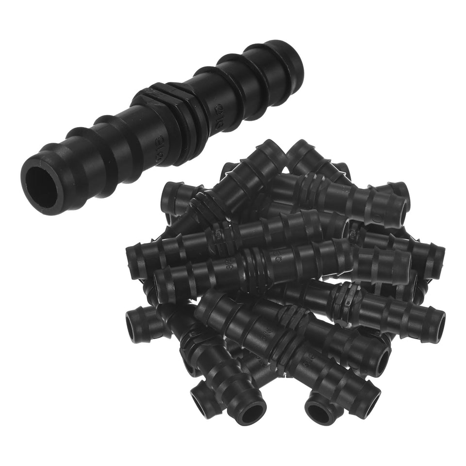 M METERXITY drip-fitting barbed connector secures 3/8 inch hoses for garden irrigation.