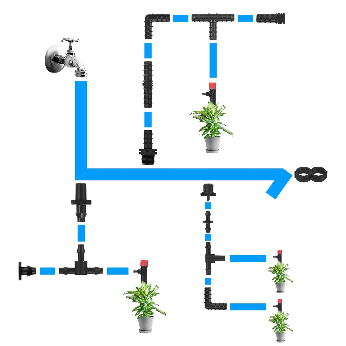 M METERXITY irrigation assembly is easy to install without glue.