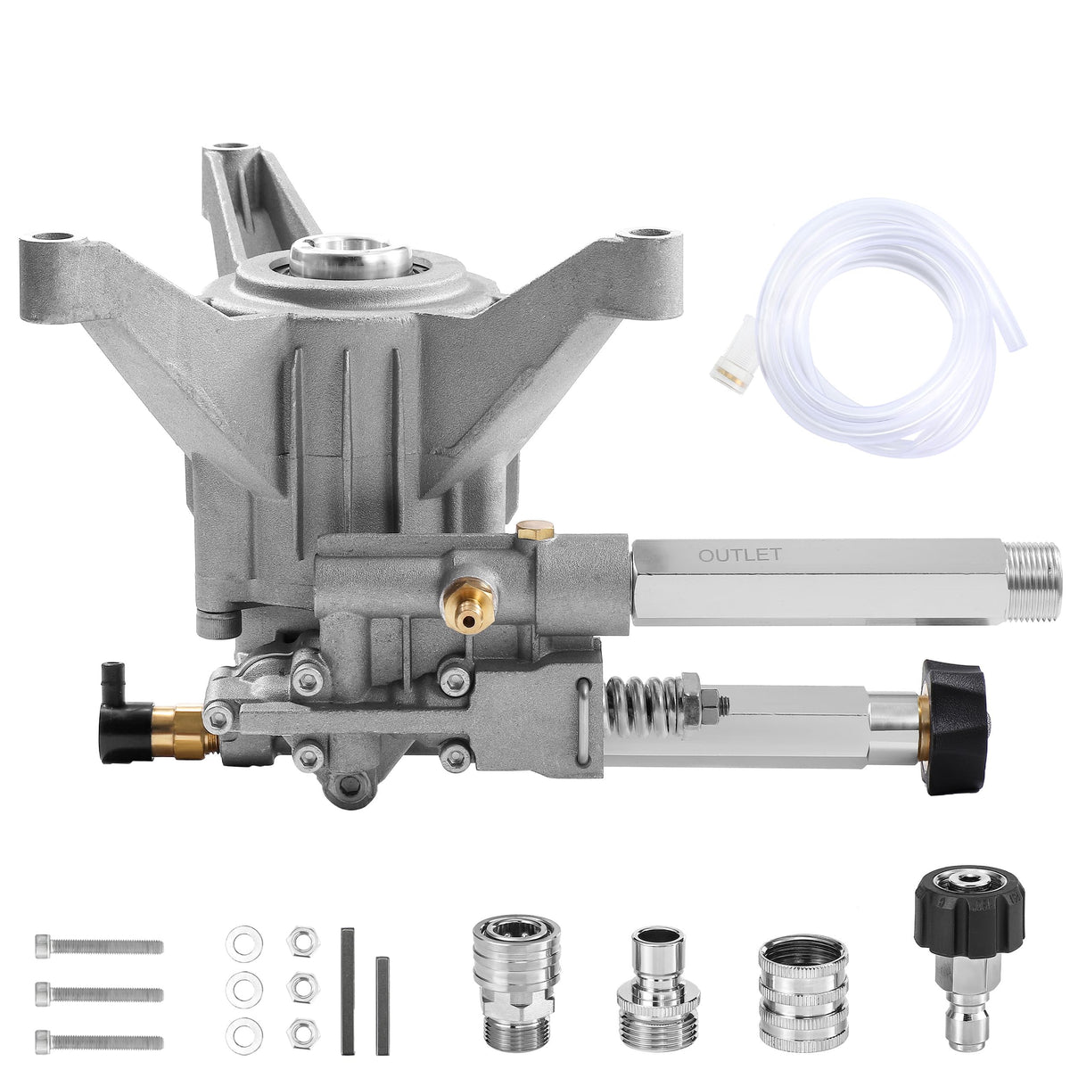 M MINGLE 7/8-inch shaft pump front view, ready to extend your pressure washer life.