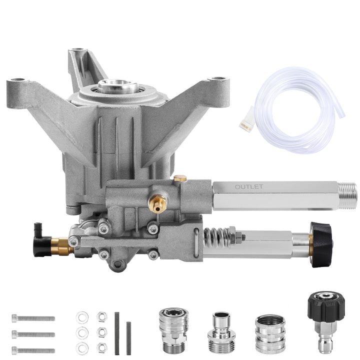 M MINGLE 7/8-inch shaft pump front view, ready to extend your pressure washer life.