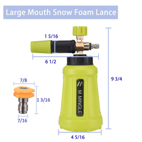 M MINGLE foam cannon with adjustable spray for precise foam coverage on vehicles.