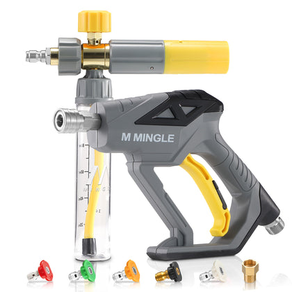 MMINGLE foam cannon setup for effortless high-efficiency car washing.