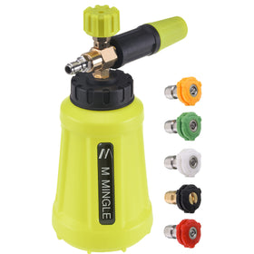 M MINGLE foam cannon with wide neck for easy soap filling and mess-free use.