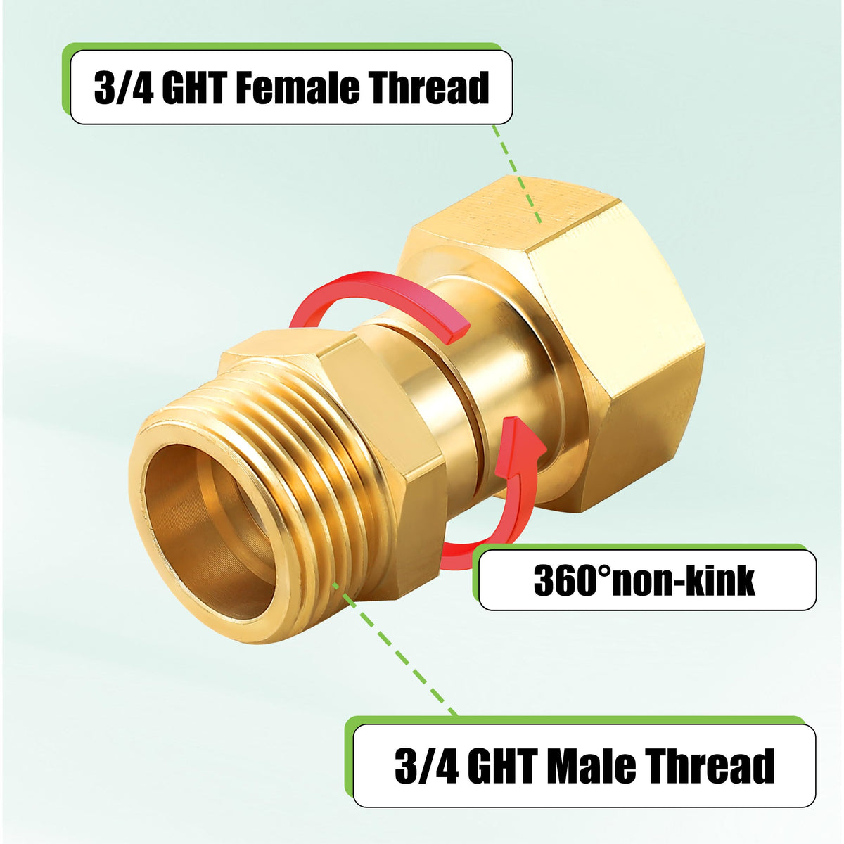 M MINGLE 3/4-inch GHT threads fit standard hoses and spigots for quick setup.