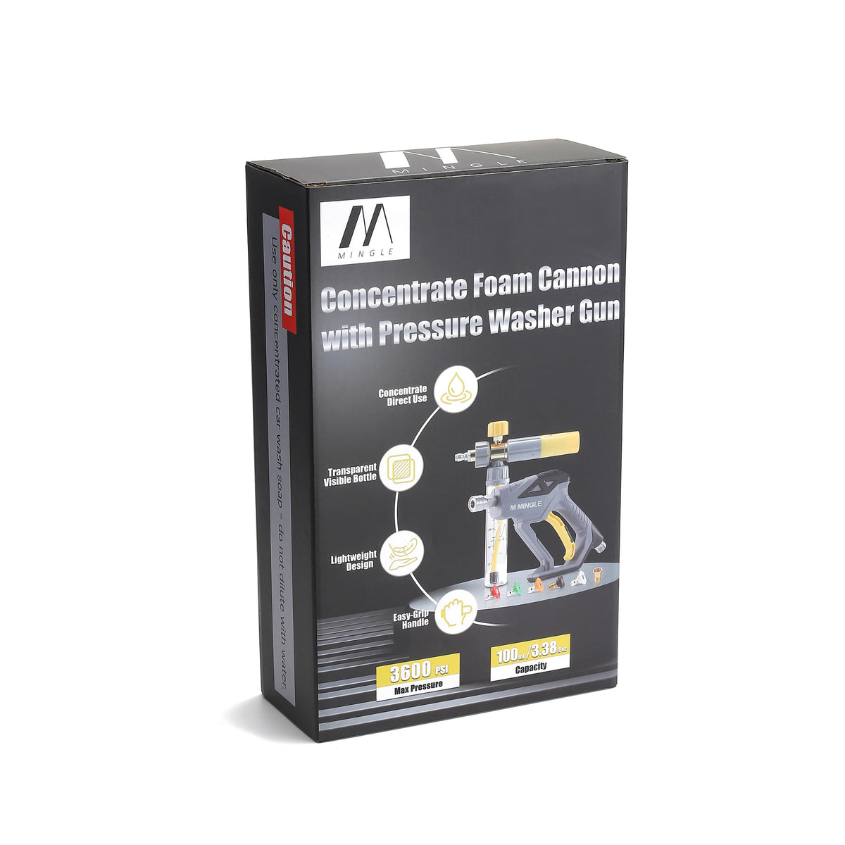 MMINGLE lightweight ergonomic foam gun reduces fatigue during washes.