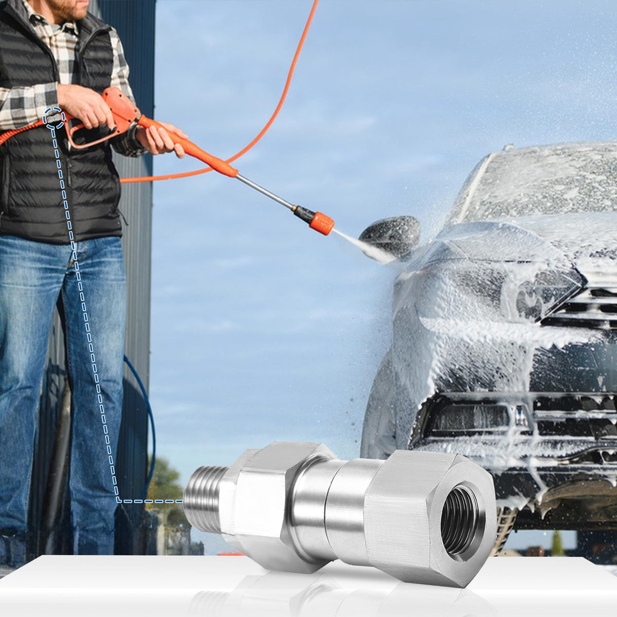 mmingle high-pressure adapter supports up to 4000 PSI for tough tasks