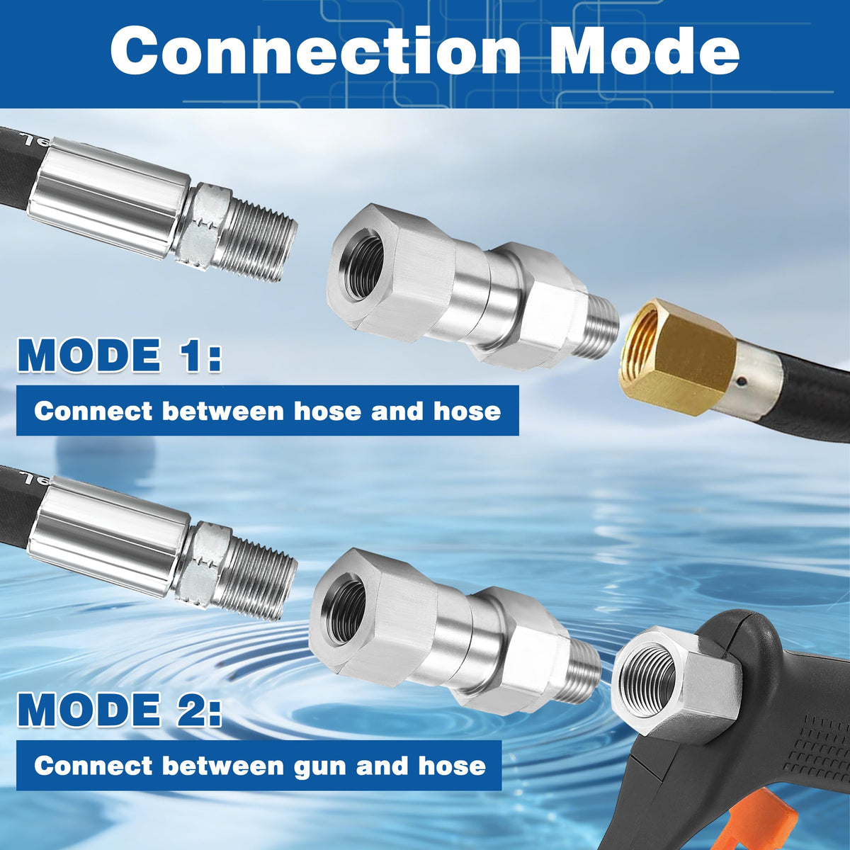 mmingle stainless steel pressure washer connector withstands high PSI, durable build