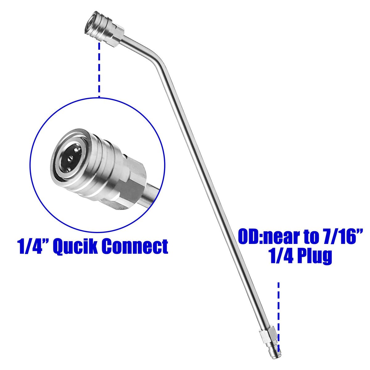 M MINGLE stainless steel extension with 1/4-inch quick connect for versatile power washing.