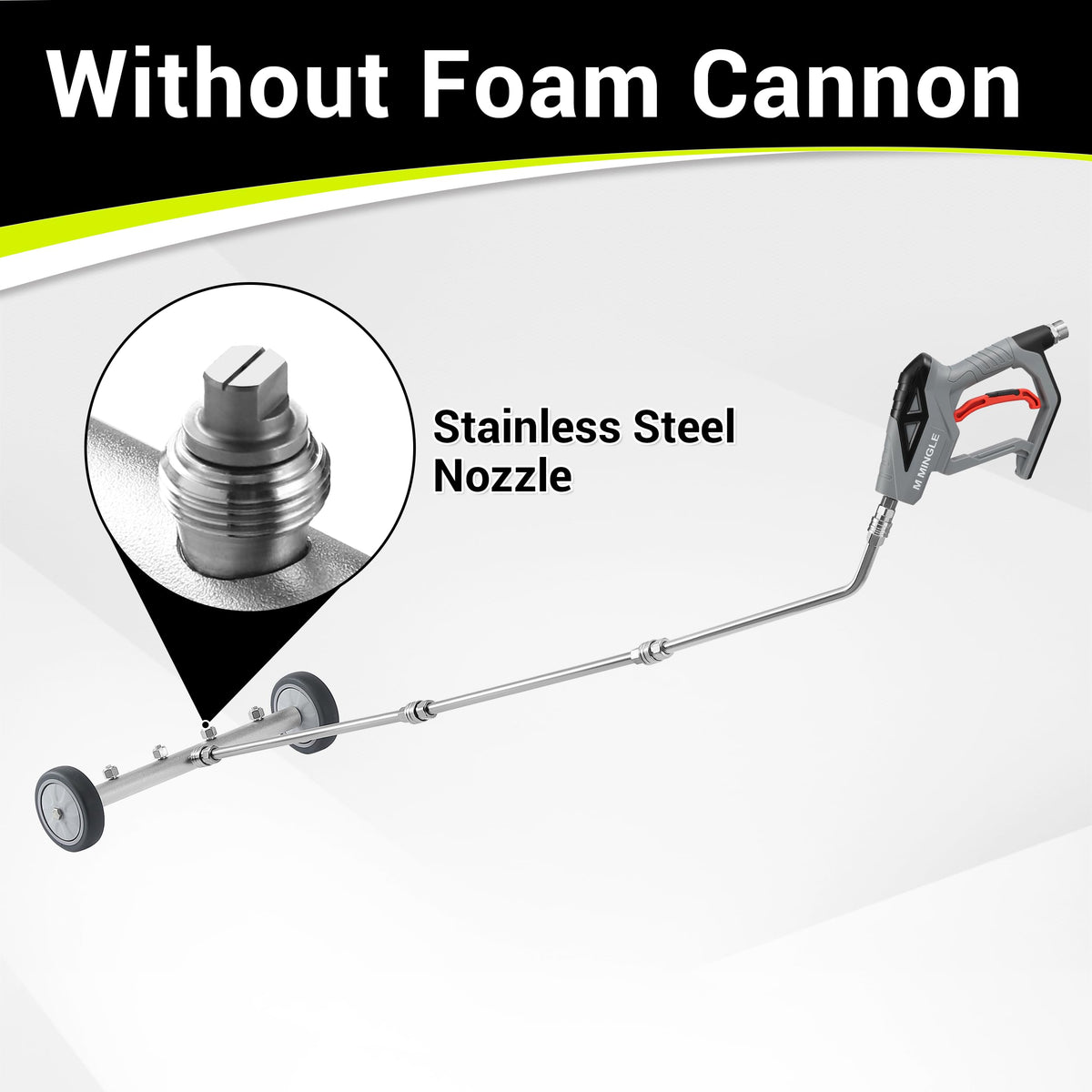 Brass nozzle included for durable, leak‑free rinsing with the foam cannon