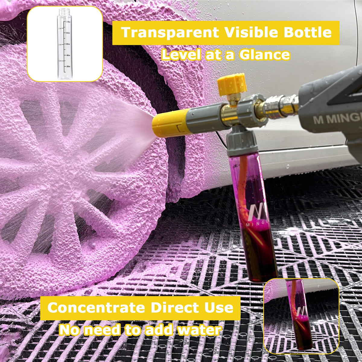 MMINGLE undiluted foam action delivers rich coverage on SUVs and sedans.