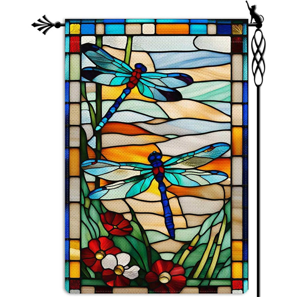 MMIUAEG Summer Dragonfly Garden Flag with dragonflies and butterflies brightens outdoor spaces