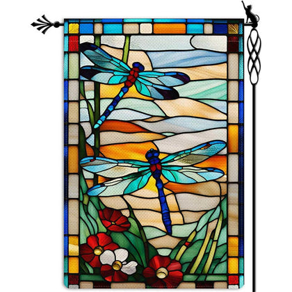 MMIUAEG Summer Dragonfly Garden Flag with dragonflies and butterflies brightens outdoor spaces
