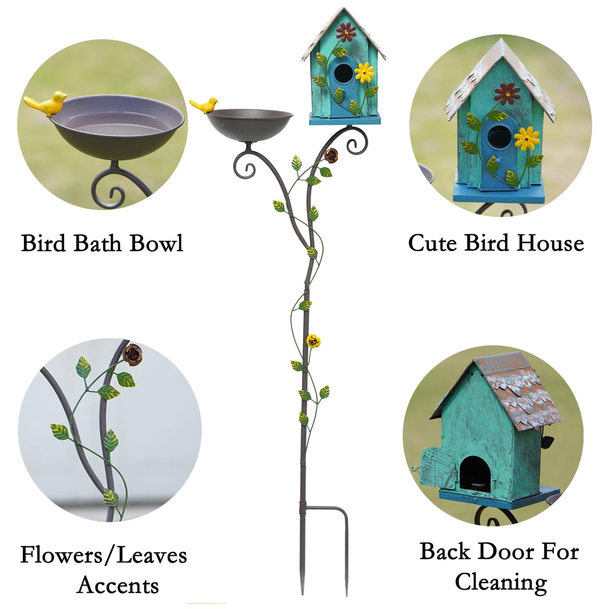 MNRYLKB rust-proof powder-coated metal ensures outdoor durability.