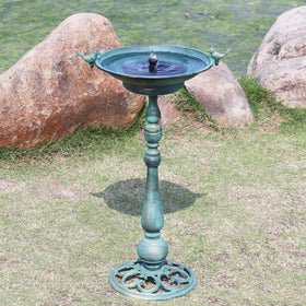 MNRYLKB cast-iron base bird bath enhances durability and stability