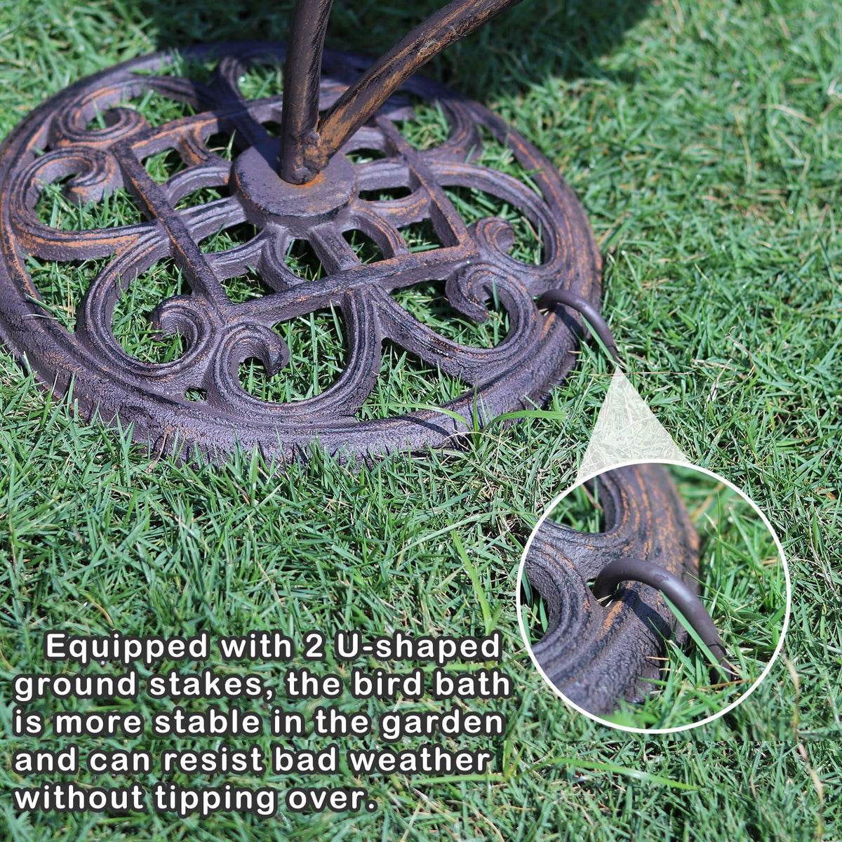 MNRYLKB cast-iron base adds stability and a timeless outdoor aesthetic.