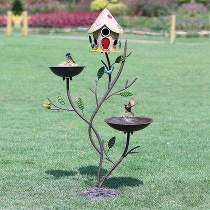 MNRYLKB pedestal bird bath 38in invites birds to drink and bathe in a weather-resistant stand.