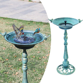 MNRYLKB solar bird bath assembly with elegant statues attracts birds