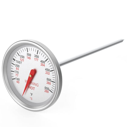 MOASKER 9815 thermometer dial on a stainless steel gauge for precise grilling readouts