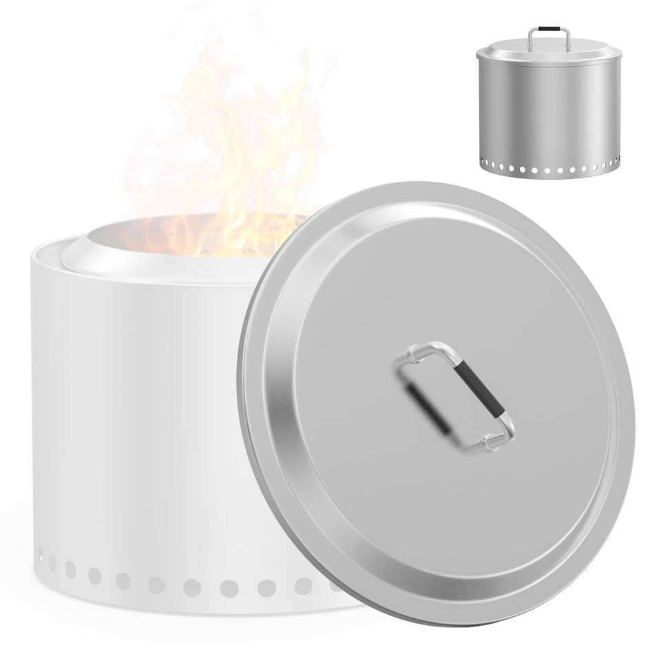 MOASKER fire pit lid Yukon 27-round in stainless steel protects the pit and keeps embers contained
