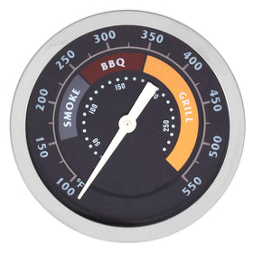 MOASKER grill temperature gauge dial closeup for precise readings.