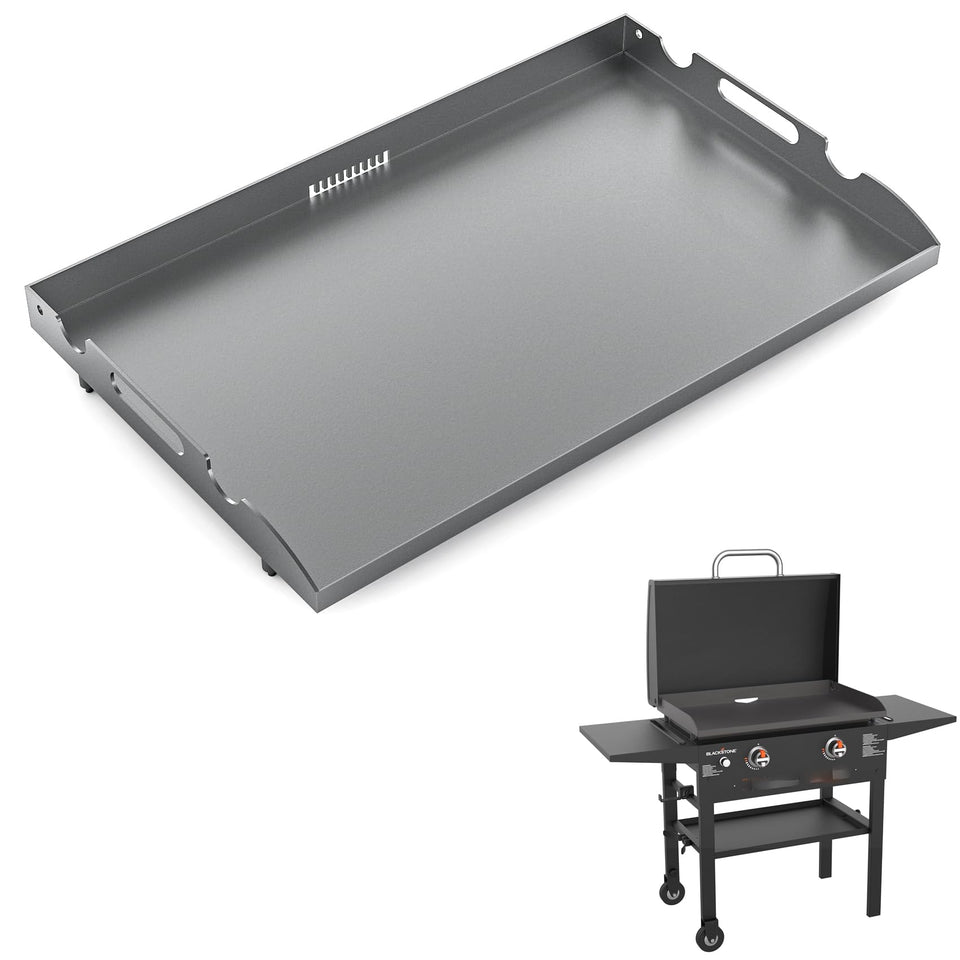 MOASKER 28-inch griddle top, front view, precise Blackstone fit for even heating