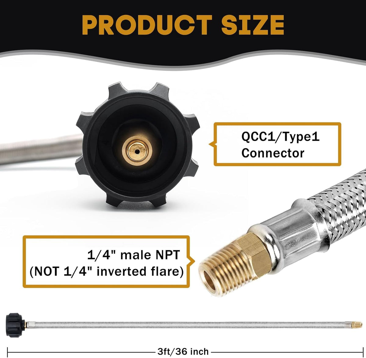 MOASKER 3ft hose with brass fittings provides leak-free connections for RV setups.