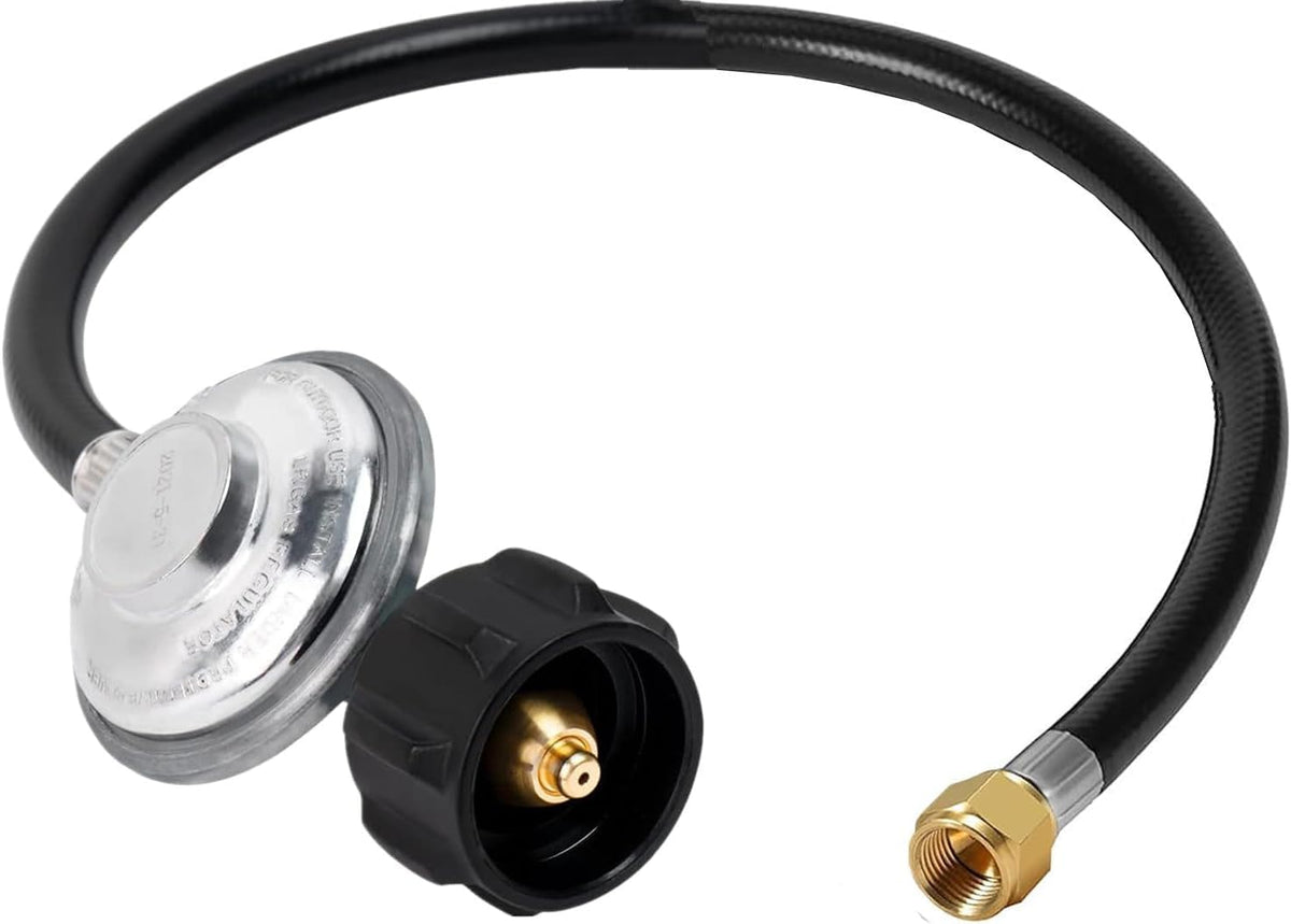 MOASKER universal regulator and hose for secure 3/8-inch flare connections on LP grills.