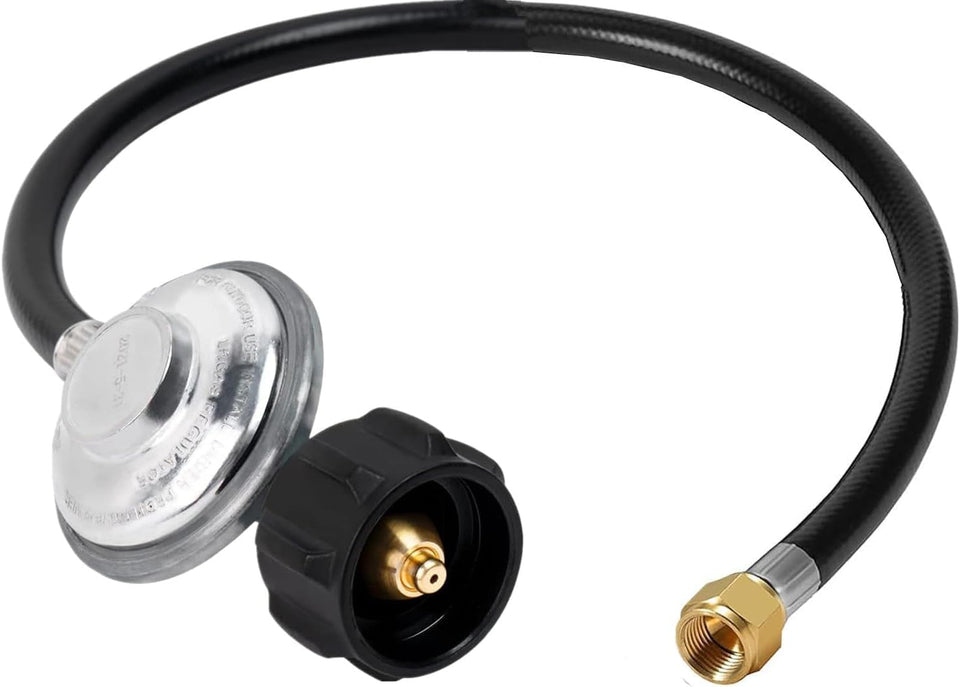 MOASKER universal regulator and hose for secure 3/8-inch flare connections on LP grills.