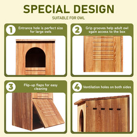 MOBYKE Screech Barred Owl House wood shavings included for nesting material.