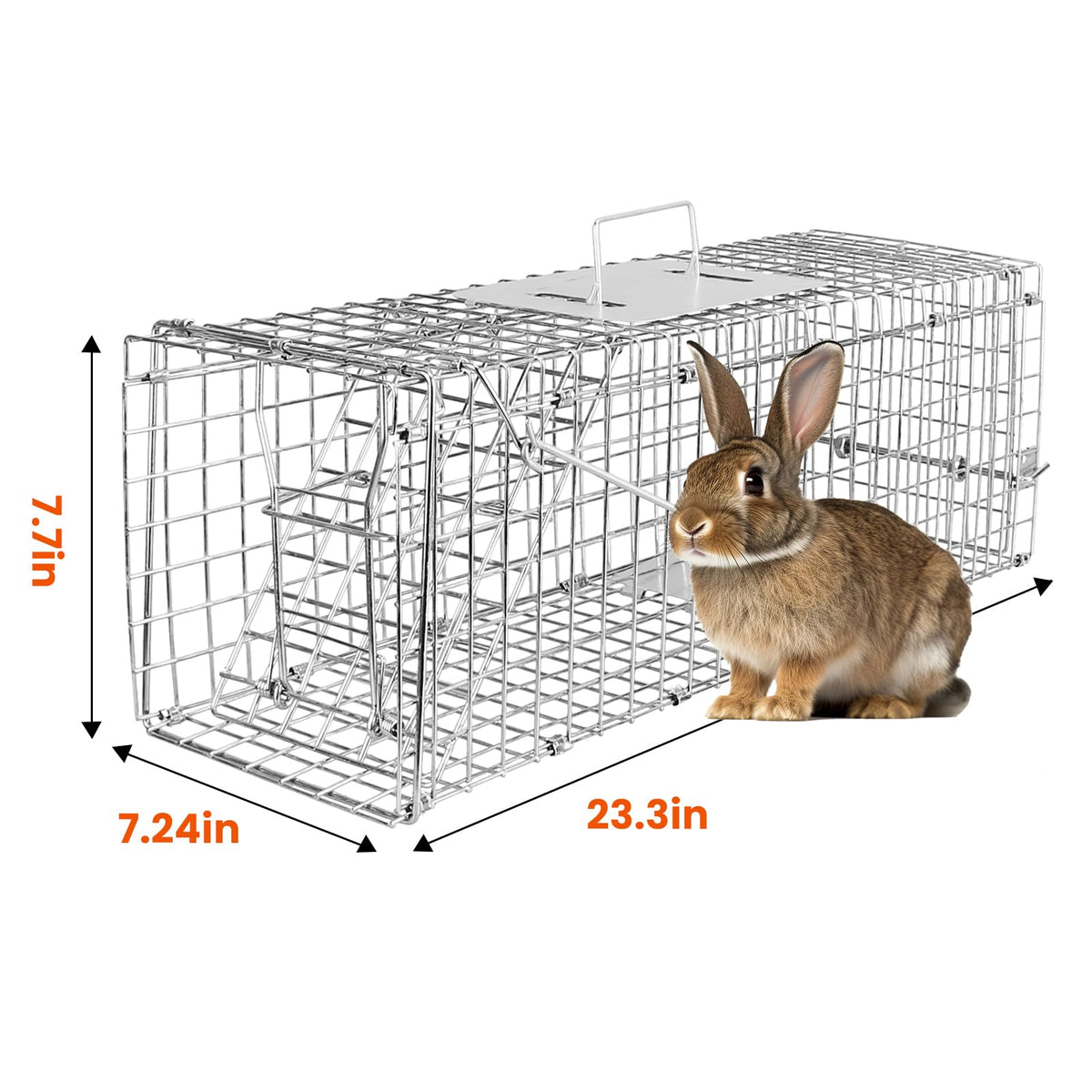 Moclever 24 inch live trap side view highlighting foldable design for easy storage