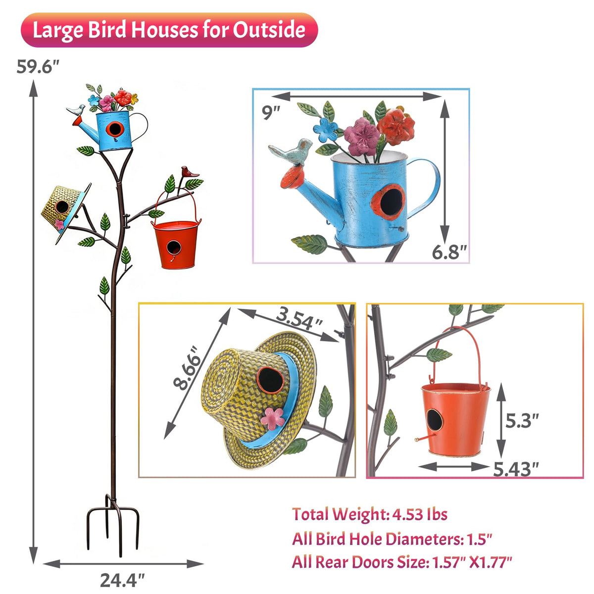 MOCOME bucket-design bird house enhances yard color and bird visits
