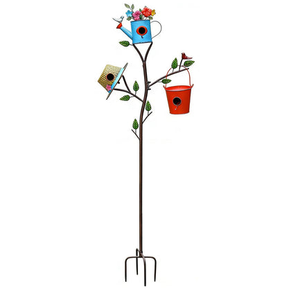MOCOME 3-in-1 hat-design bird house on stake attracts backyard birds