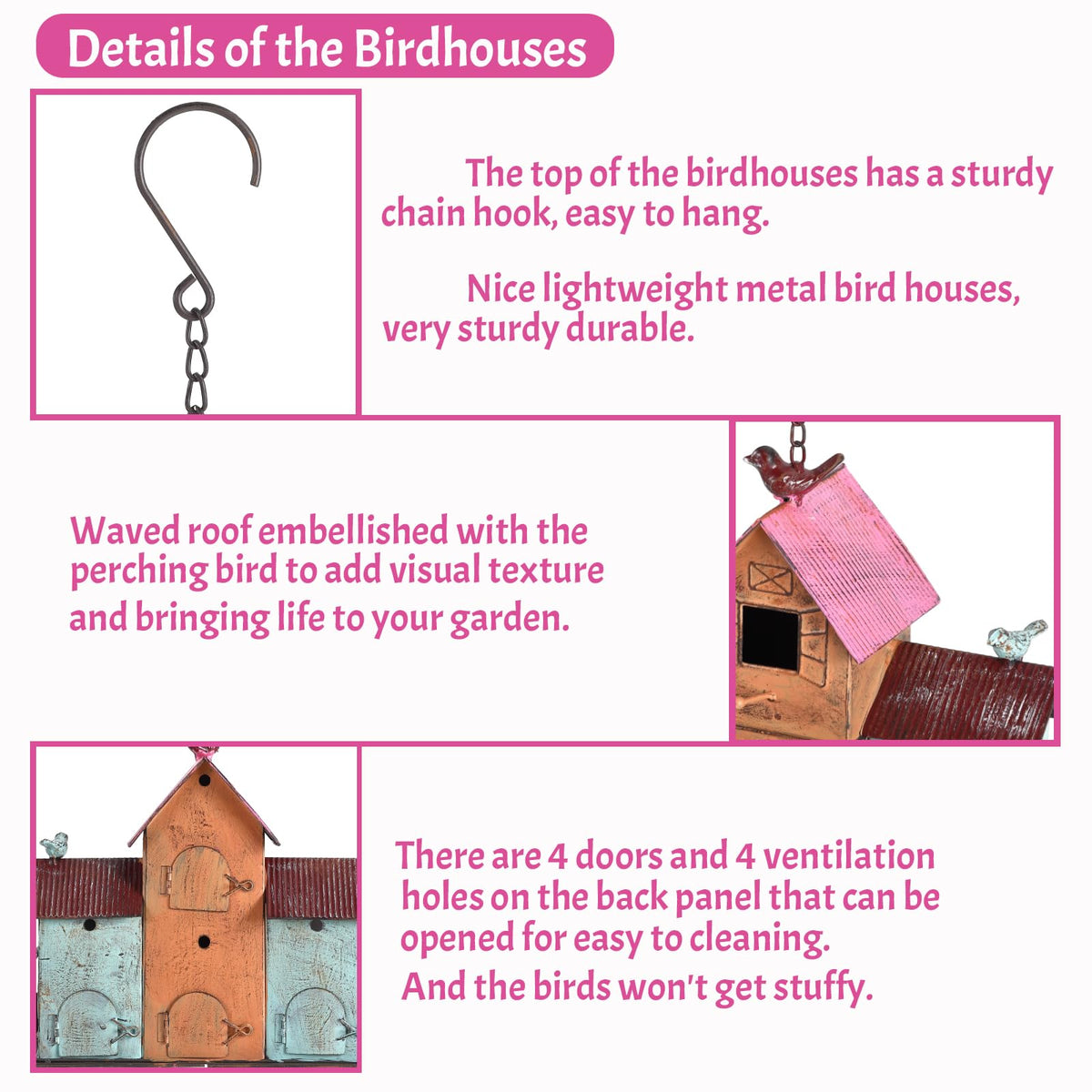 MOCOME colorful bird house with waved roof enhancing garden appeal.