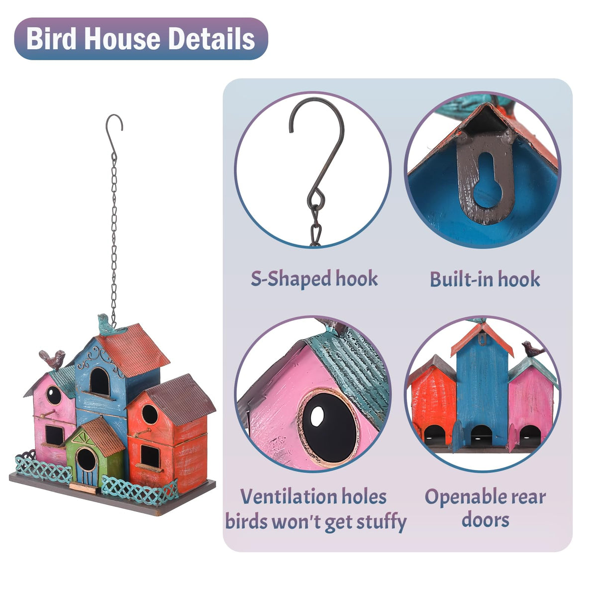 MOCOME large bird house back cleanout doors simplify seasonal maintenance