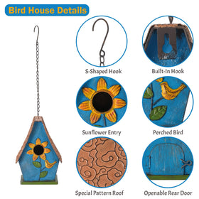 MOCOME metal birdhouse with ventilation holes promotes airflow on hot days.