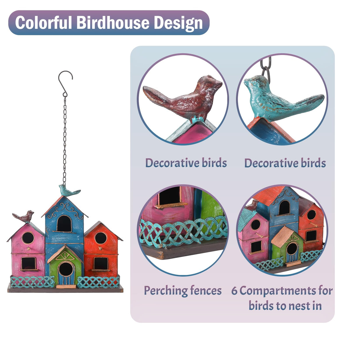 MOCOME outdoor bird house ventilation holes promote air flow for visiting birds